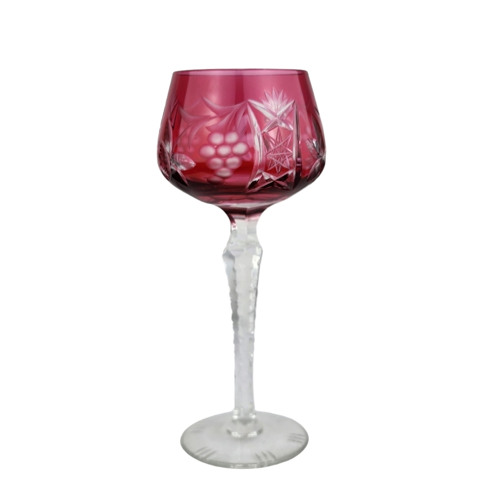 Imperial Crystal Cranberry Hock Wine Traube Cut Glass